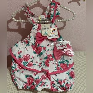 Baby Jogs - Floral Pink and Green Kids Bubble Romper